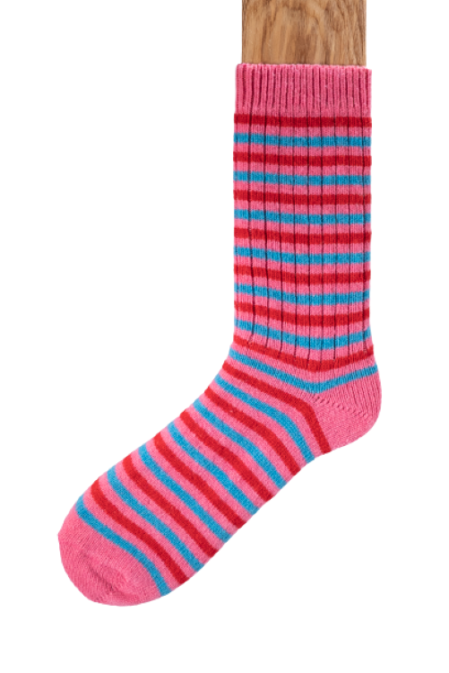 Connemara Socks - Wool Blend - Luxury Irish Gift - Merino Stripes - MS05 - Size EU 37-41